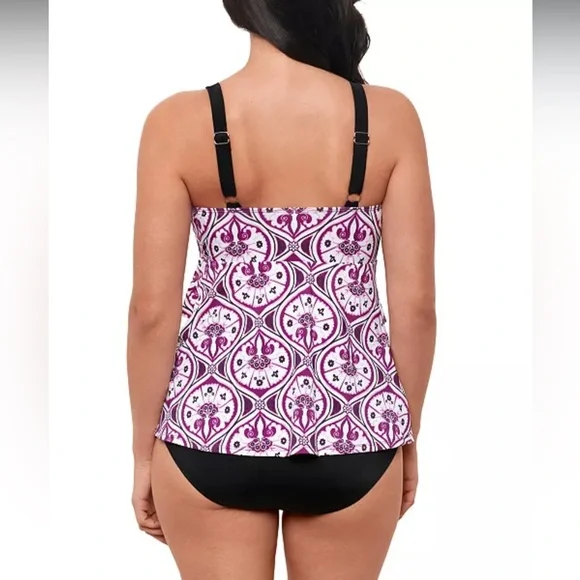 NWT Swim Solutions Sz 12 Women’s Purple Seashell One-Piece Swimsuit Ret $102! - Picture 2 of 14